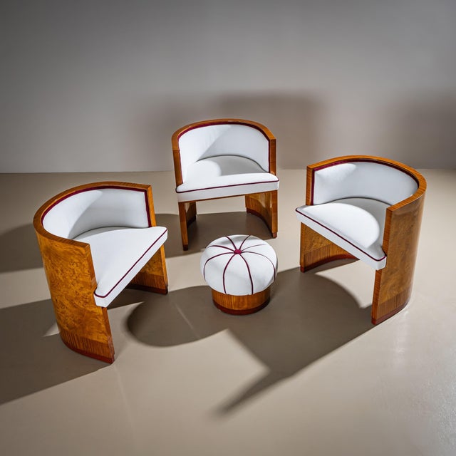 Art Deco Armchairs with Pouf, probably Italy For Sale - Image 15 of 15