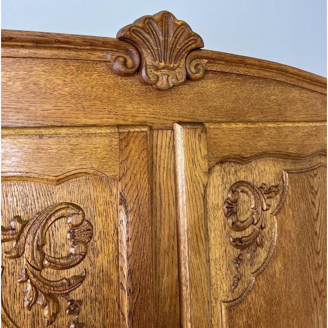 Vintage French Louis XVI Style Wardrobe in Oak For Sale - Image 11 of 13