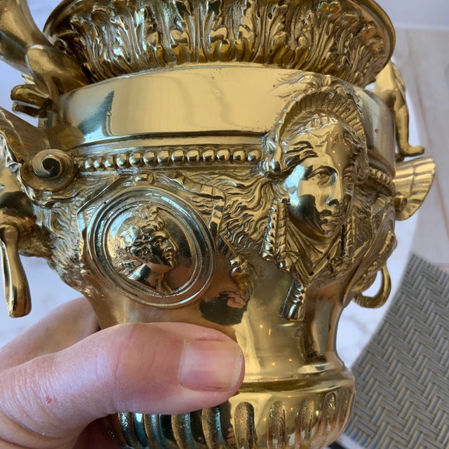 Gold Late 18th Century French Gilt Metal Urn Form Garnitures on Plinth Bases - a Pair For Sale - Image 8 of 11
