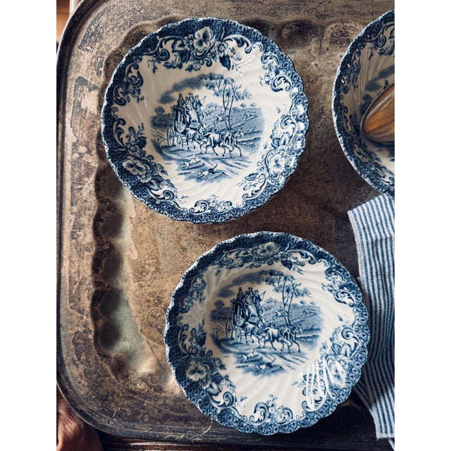 Vintage English Ironstone by Johnson Brothers in Coaching Scene Berry Bowls - Set of 4 For Sale - Image 9 of 12