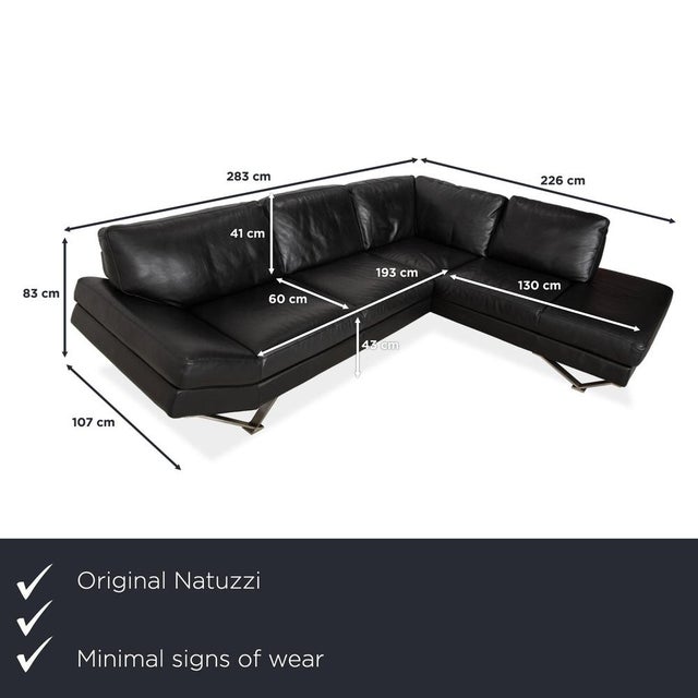 The Natuzzi Relevé corner sofa combines Italian design with high-quality comfort. The black genuine leather upholstery...