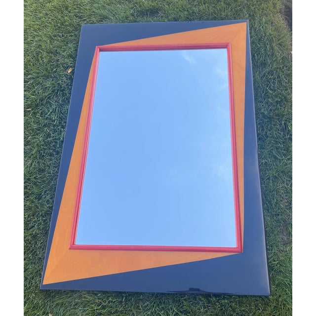 1980s Post Modern Large Lacquered Wall Mirror For Sale In Denver - Image 6 of 6