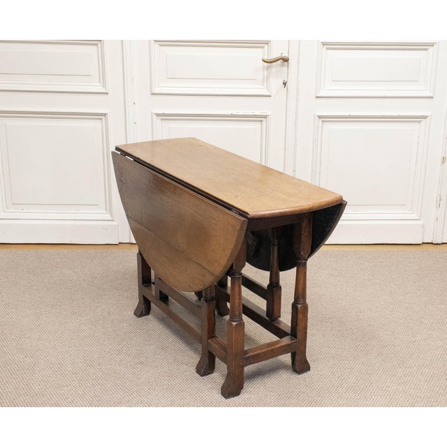 Brown English Oak Drop-Leaf Table, 19th Century For Sale - Image 8 of 8