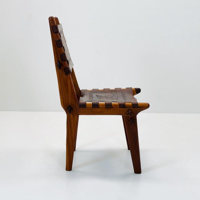 Ecuadorian Dining Chair with Stamped Leather by Angel Pazmino, 1960s For Sale - Image 4 of 11