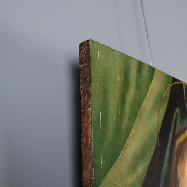Green Madonna with Child, Oil on Panel For Sale - Image 8 of 11