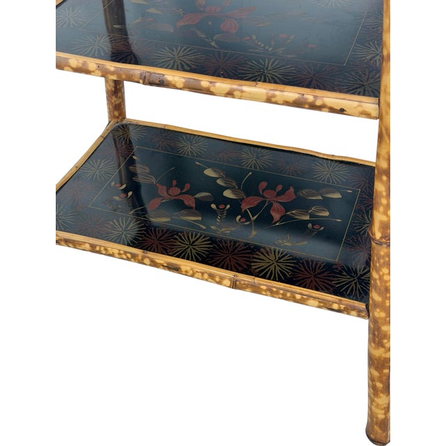 Antique Aesthetic Movement Tiger Bamboo Three-Tier Side Table For Sale - Image 12 of 12