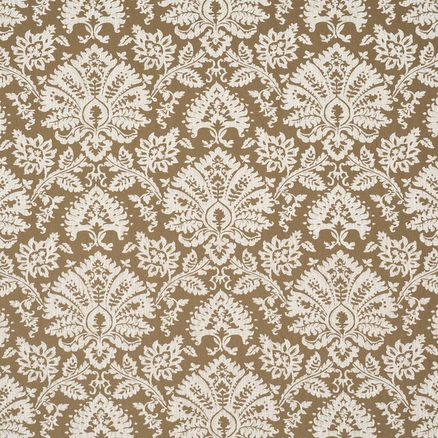 Schumacher Gianna Embroidery Fabric In Caramel For Sale In New York - Image 6 of 6