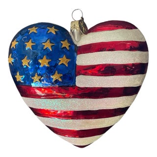 Christopher Radko American Brave Heart Ornament 9/11 Usa Flag For Sale