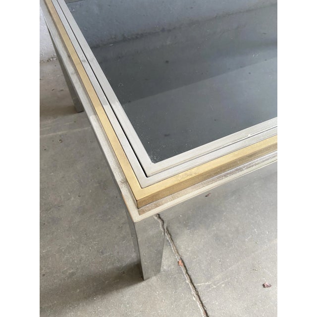 Mid-Century Italian Modern Chrome and Brass Coffee Table with Smoked Glass Top, 1970s For Sale - Image 4 of 10