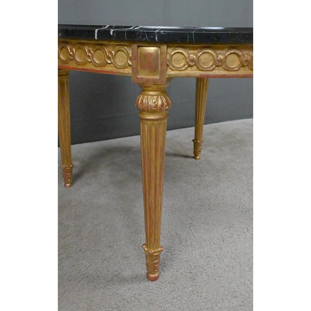 Mid-Century Louis XVI Style Marble and Giltwood Coffee Table For Sale - Image 13 of 16