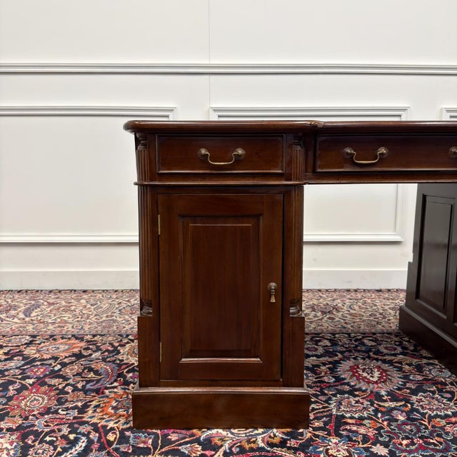 English Classic Desk in Teak with Leather For Sale - Image 9 of 18