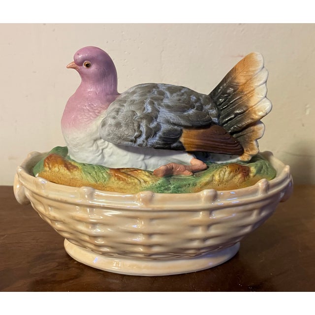 Antique 19th Century English Staffordshire Bird Box in the Form of a Pigeon on a Nest For Sale - Image 14 of 14