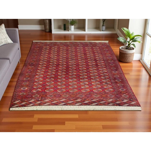 Vintage Hand-Knotted Bukhara Tekke Turkmen Rug, 1950s For Sale - Image 14 of 16