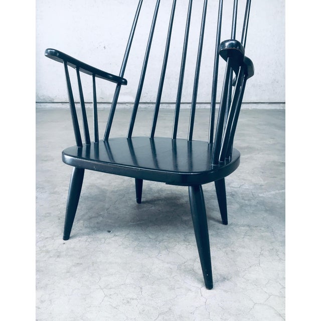 Black Set of Scandinavian Spindle Back Lounge Chair Set, Denmark, 1960s For Sale - Image 8 of 18