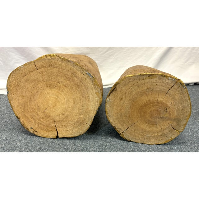 1980's Modern Tree Trunk Tables With Glass Tops and Gold Finish - A Pair For Sale - Image 13 of 13