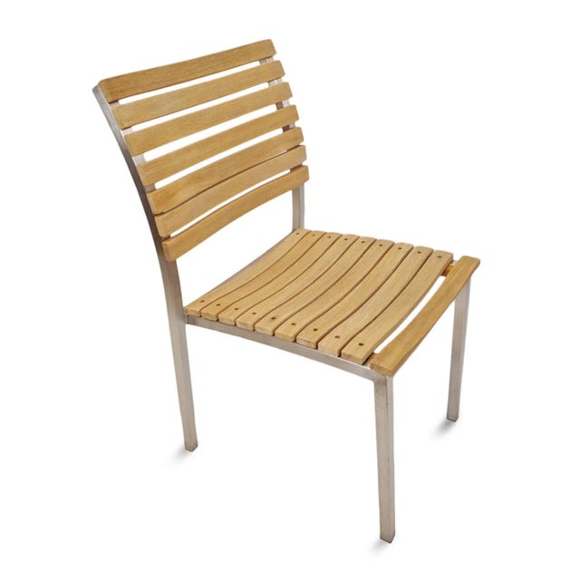 Transitional Teak Slat Simple Chair For Sale - Image 3 of 6