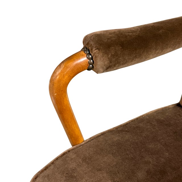 Swedish Designer, Art Deco Easy Chairs, Velvet, Birch, Sweden, 1940s For Sale - Image 4 of 9