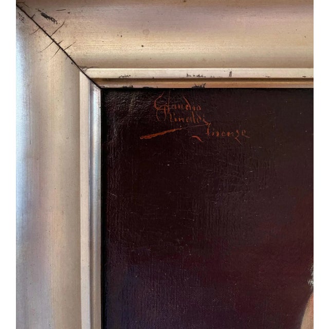 Mid 19th Century 19th Century Musician Portrait Oil Painting by Claudio Rinaldi, Framed For Sale - Image 5 of 8