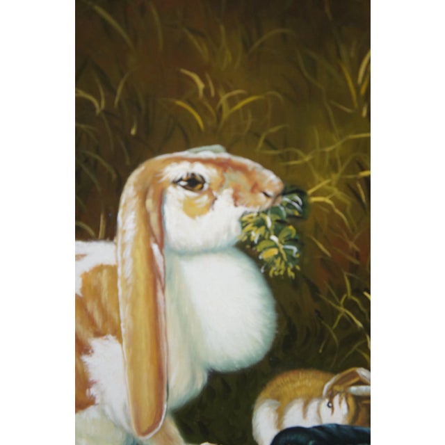 Chelsea House Lop Eared Doe Rabbit Oil Painting After John Frederick Herring Sr For Sale - Image 6 of 12