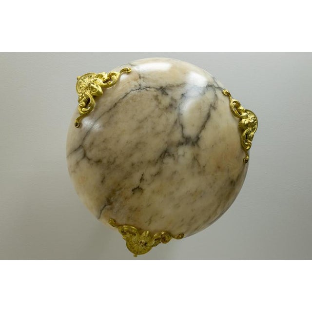 Beige French Neoclassical Style Alabaster and Bronze Pendant Chandelier, 1920 For Sale - Image 8 of 18