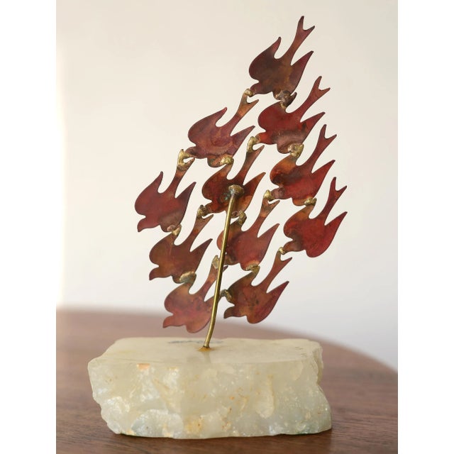 1970s 1970s Vintage DeMott Copper & Enamel Red Doves Sculpture For Sale - Image 5 of 7