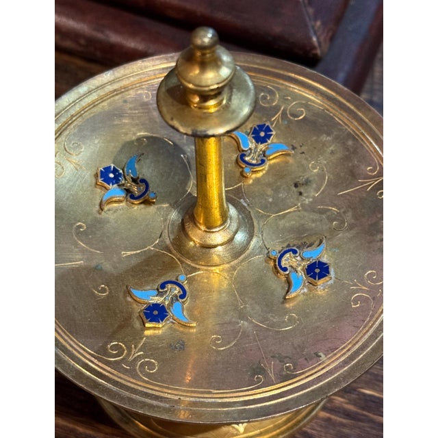 Antique Art Nouveau Brass & Enamel Jewelry Catch For Sale - Image 4 of 9