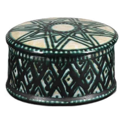 Ceramic Box with Geometric Decorations by M. A. Mercuri For Sale