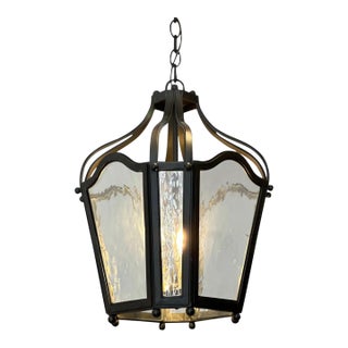 Spanish Colonial Wrought Iron Lantern Pendant Chandelier - Arte De Mexico For Sale