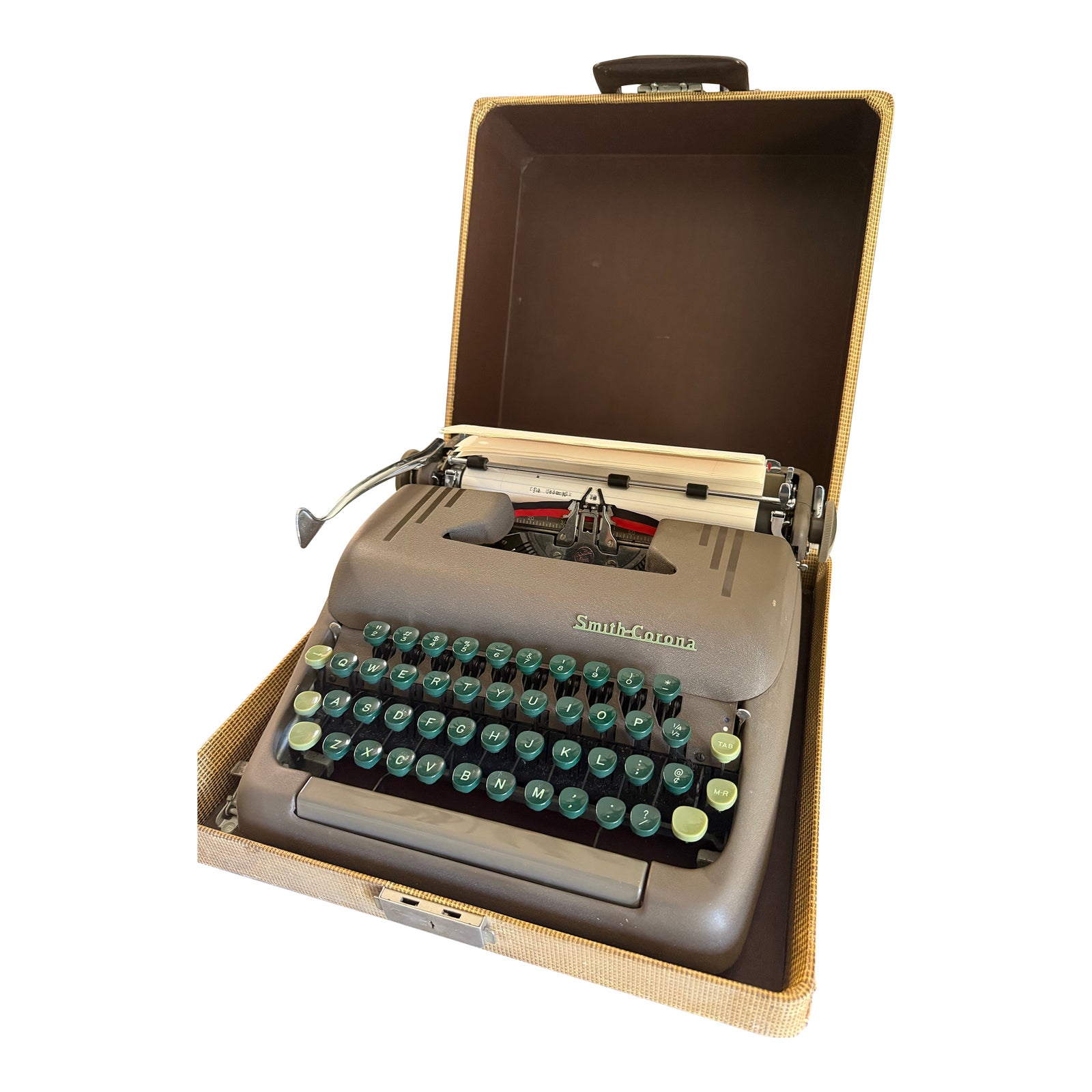 Vintage 1950s Typewriter Smith Corona Sterling Green Keys W/Original ...