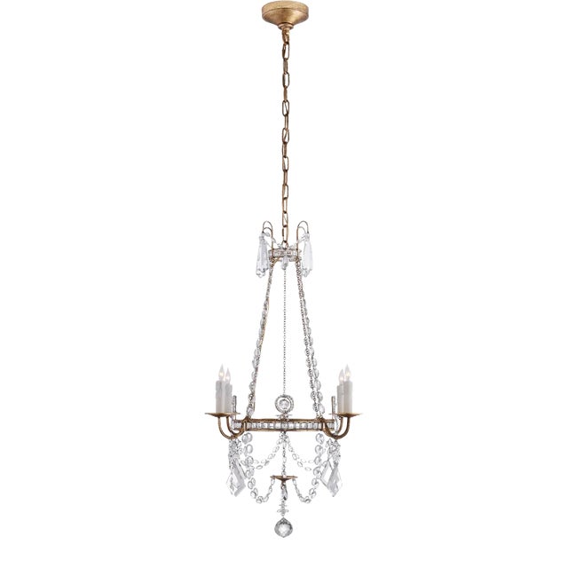 J. Randall Powers for Visual Comfort Signature Sharon Small Chandelier in Gilded Iron with Crystal Trim For Sale