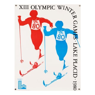 Lake Placid Ski Cross Olympic Poster, 1980s For Sale
