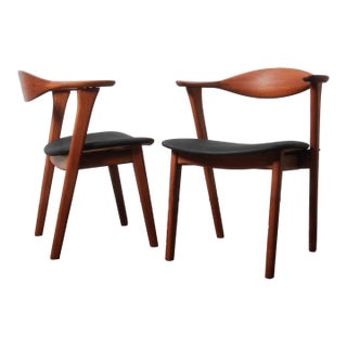 Pair of Mid-Century Modern Danish Teak Captain Chairs Circa 1950s For Sale
