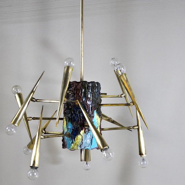 Chandelier Sculpture with Adjustable Diffuser by Leonardi Leoncillo for Lumi, 1952 For Sale - Image 6 of 18