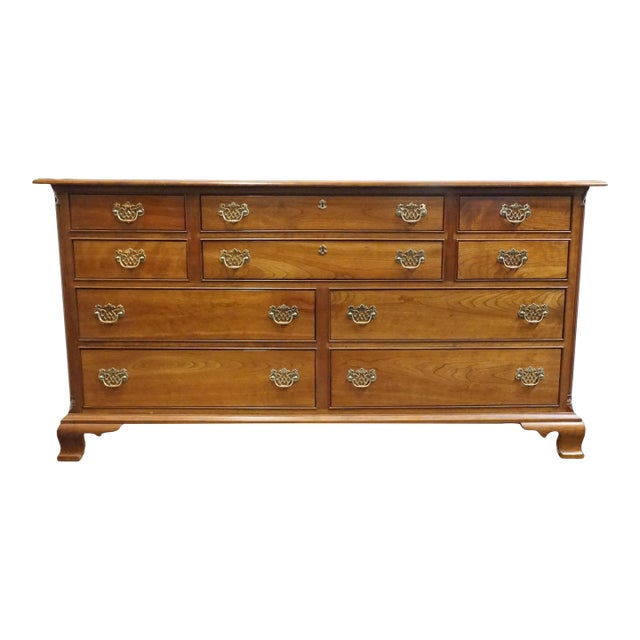 Stickley Furniture Solid Cherry Early American Traditional Style 70" Triple Dresser 3577 For Sale