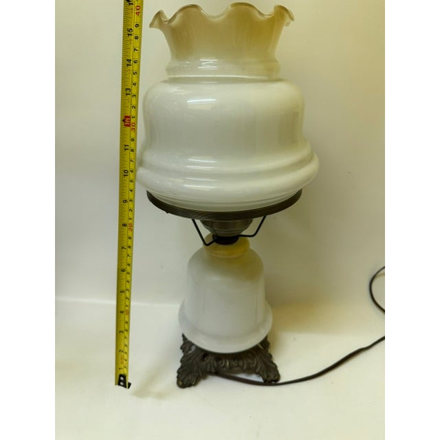 Vintage Victorian "Gone With the Wind" Floral Milk Glass Hurricane Parlor Lamp For Sale - Image 15 of 16