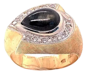 14 Karat Yellow and White Gold Sapphire Ring With Diamond Accents