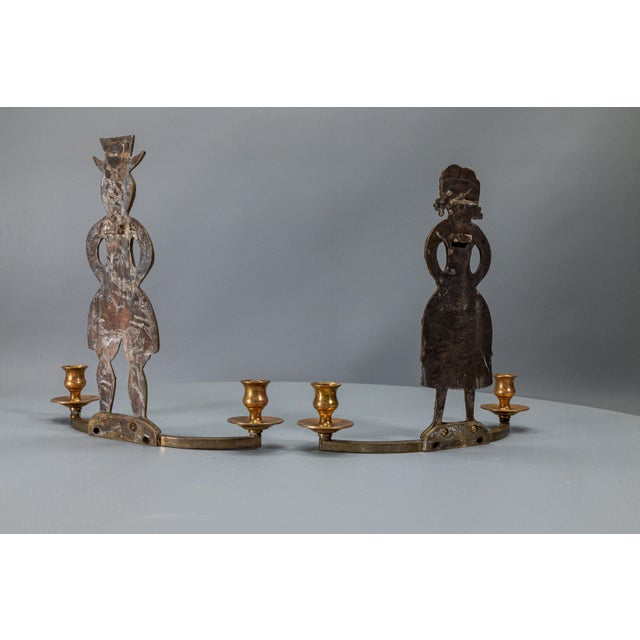 Scandinavian Brass Figural Wall Candleholders, 1970s, Set of 2 For Sale - Image 11 of 18