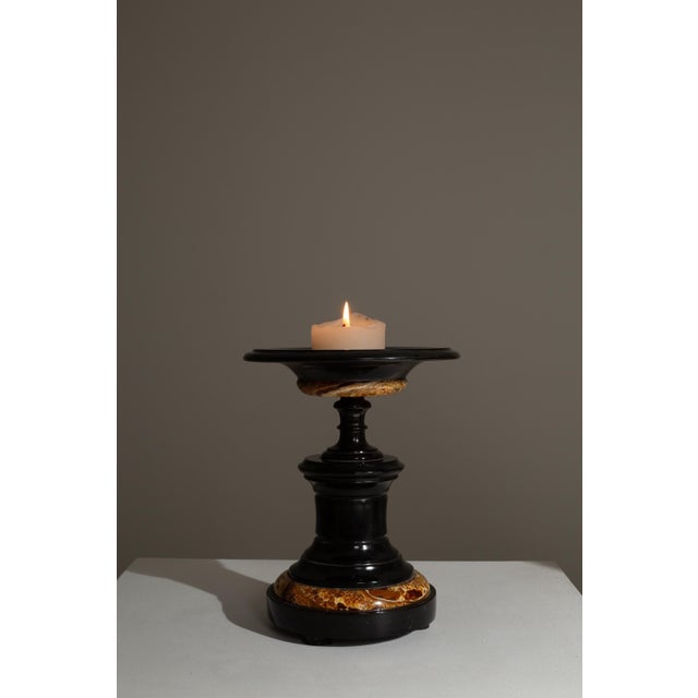Brown 19th Century French Black Marble Tazza Candle Holder For Sale - Image 8 of 18
