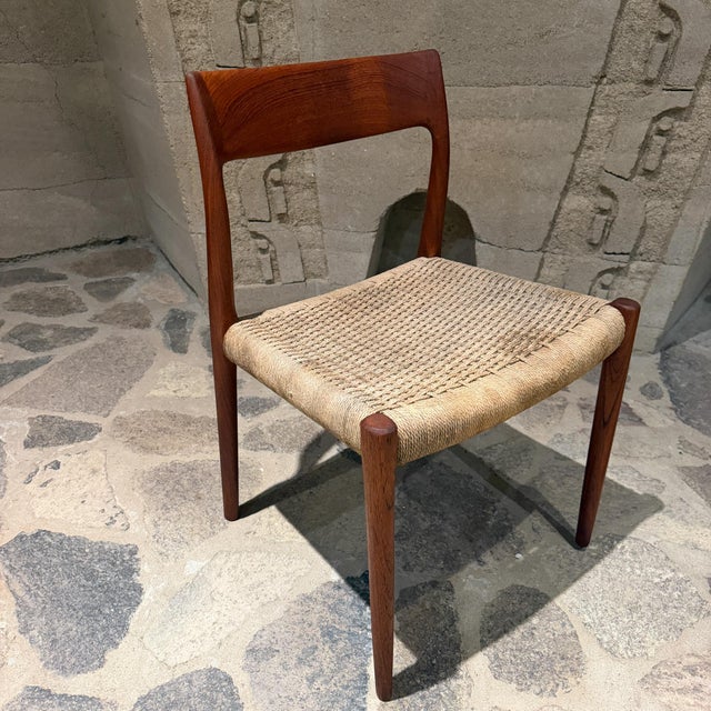 Brown Vintage Model 77 Teak Side Chair Niels Otto Møller Mid Century Danish Modern For Sale - Image 8 of 9