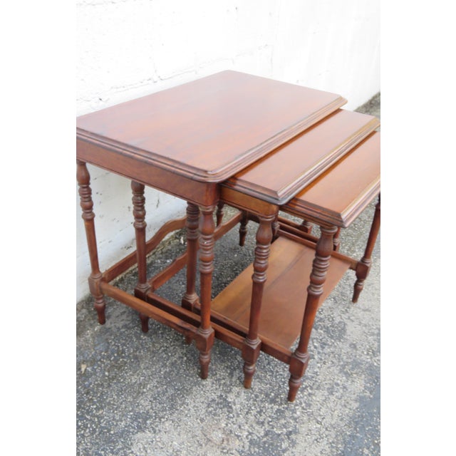 Early 1900s Mahogany Nesting Side End Tables Set of Three 6225 For Sale - Image 13 of 18