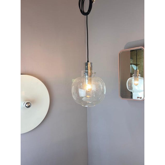 Hanging Lamp in Glass and Chrome from Glashütte Limburg For Sale - Image 3 of 11