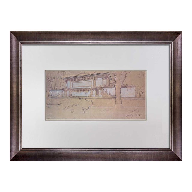 Frank Lloyd Wright “Thomas Hardy House” Framed Limited Edition Lithograph, Racine Wisconsin For Sale