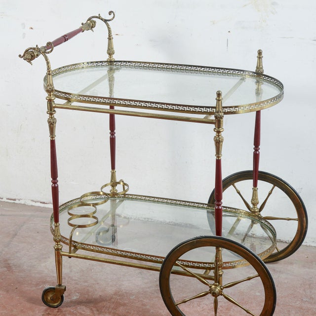 Glass Vintage Serving Trolley with Glass Trays For Sale - Image 7 of 9