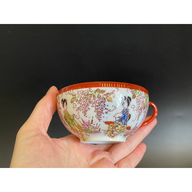 Antique Kutani Eggshell Porcelain Teapot & Teacup Trio Set With Lithophane For Sale - Image 13 of 17