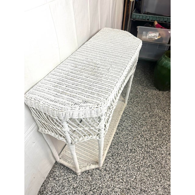 1940’s Wicker & Wood Console Table For Sale - Image 4 of 9