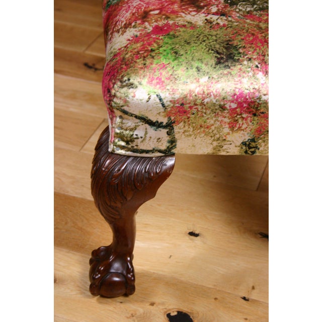 Antique Late Victorian Claw Ottoman in Timorous Beasties Pinyin Tree Velvet from Maple & Co, 1900s For Sale - Image 14 of 16