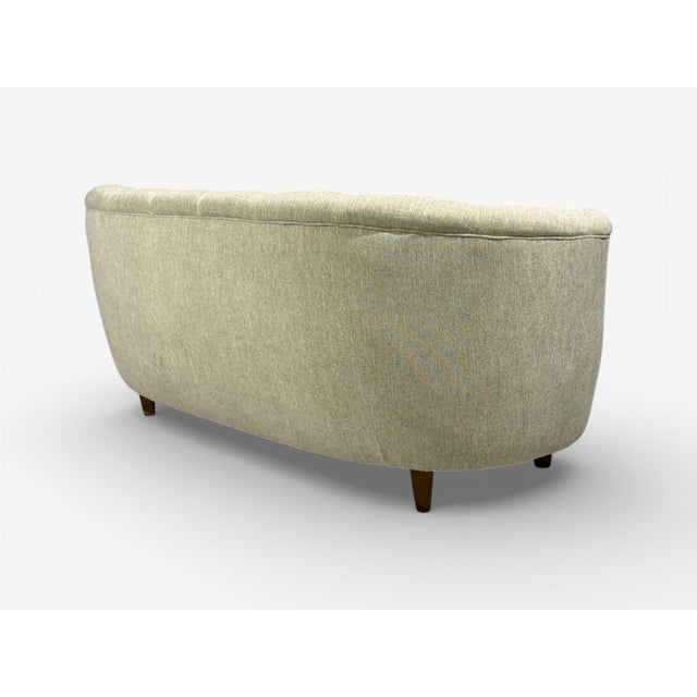 Danish Modern, Banana Sofa, Beechwood, Green Fabric, Denmark, 1940s For Sale - Image 9 of 11