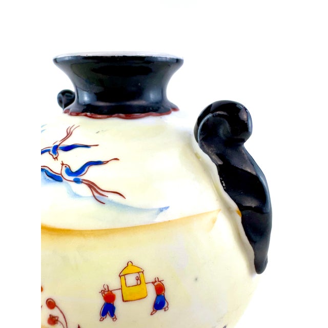 Ceramic Vintage Goldcastle Chikusa Hand-Painted Japanese Porcelain Landscape Vase For Sale - Image 7 of 12