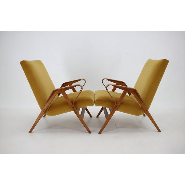 Mid-Century Armchairs in Wood and Fabric from František Jirák, Czechoslovakia, 1970s, Set of 2 For Sale - Image 6 of 8