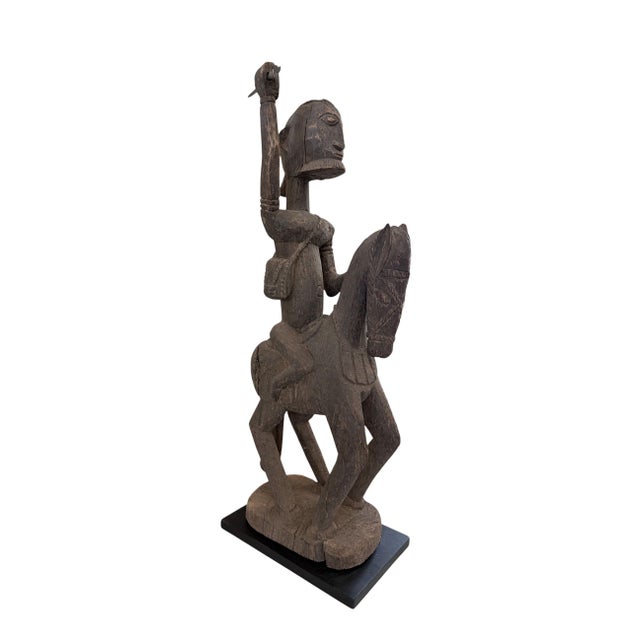&nbsp;Superb and rare hand-carved wooden horseman from Mali. Measuring 31" in height and carved from a single piece of...